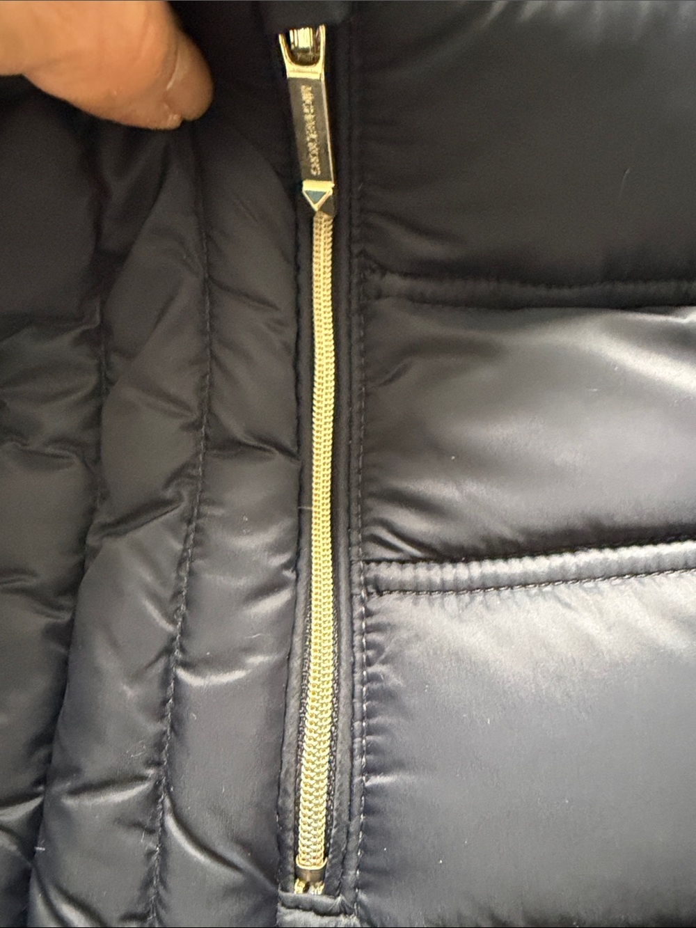 Michael Kors Quilted Packable Navy Hooded Puffer Coat - Picture 6 of 10